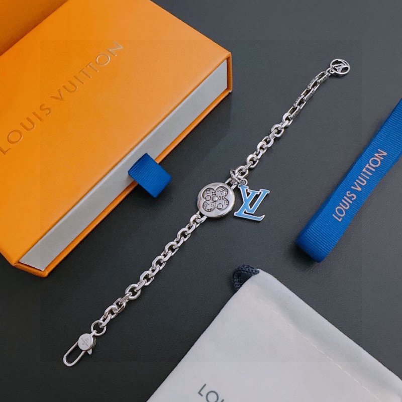 LV Logo Chain Bracelet - Silver Retro Punk Style view