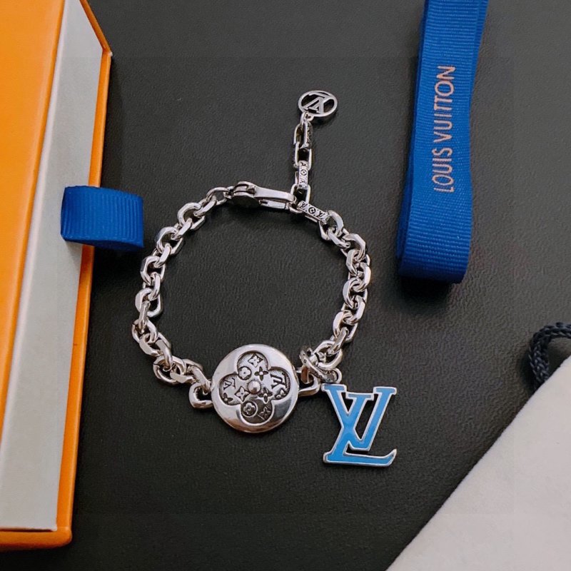 LV Logo Chain Bracelet - Silver Retro Punk Style view