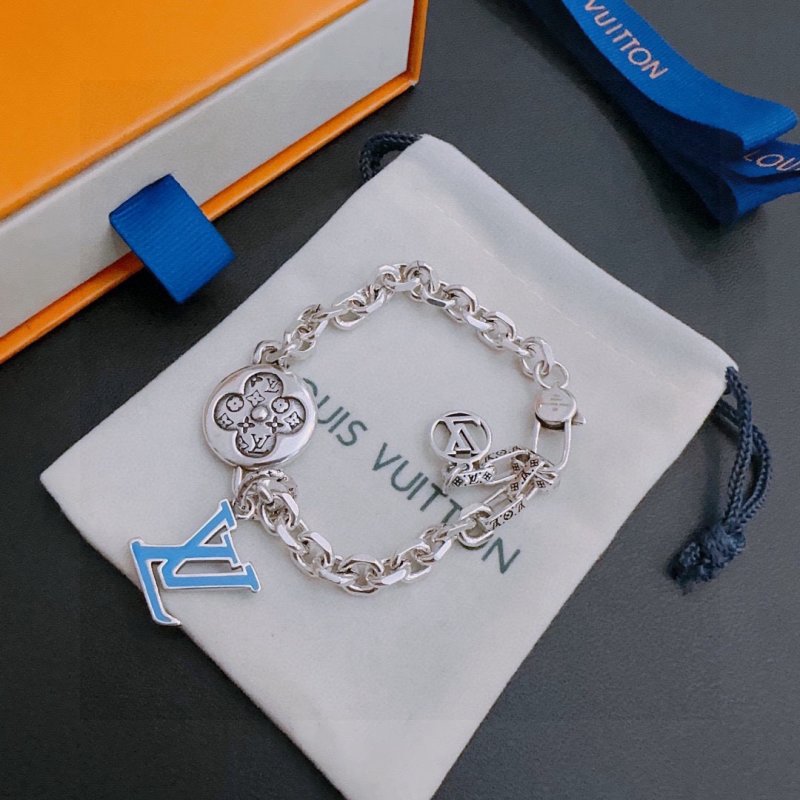 LV Logo Chain Bracelet - Silver Retro Punk Style view