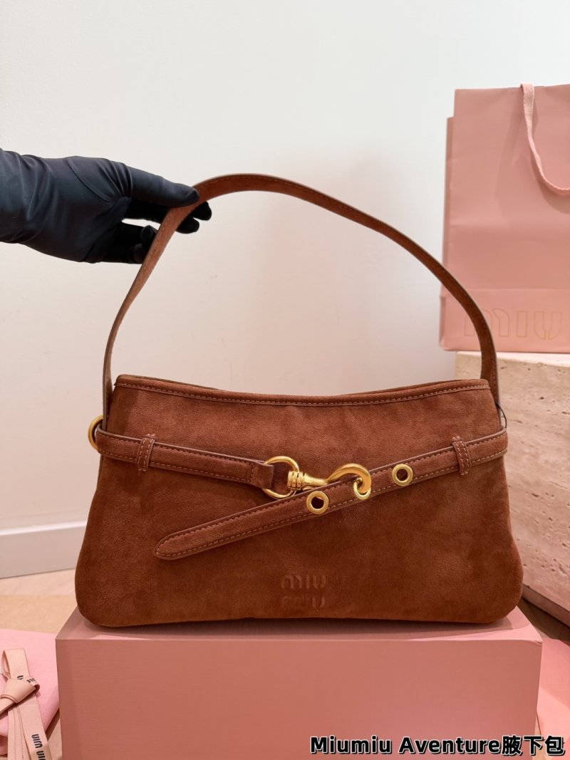 Miumiu Aventure Nappa Suede Shoulder Bag - Brown