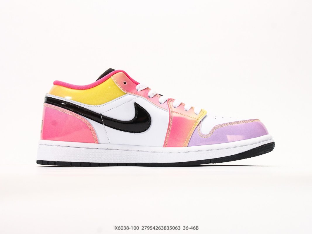 Air Jordan 1 Low Pink Yellow White Black view