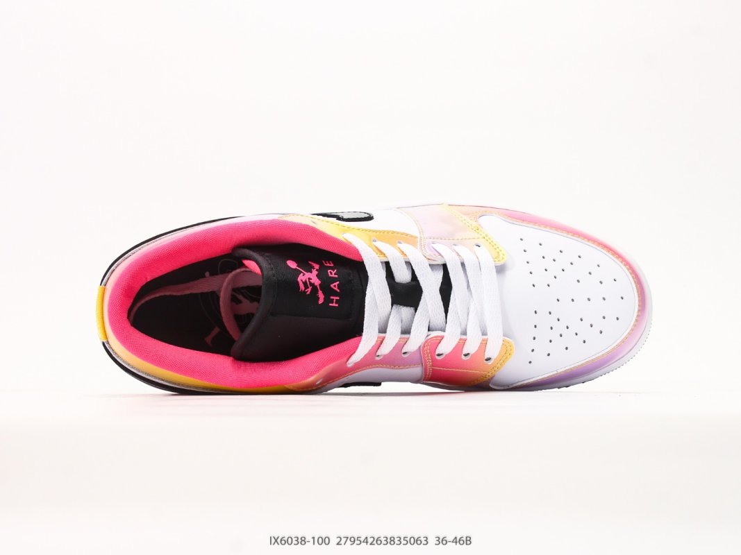 Air Jordan 1 Low Pink Yellow White Black view