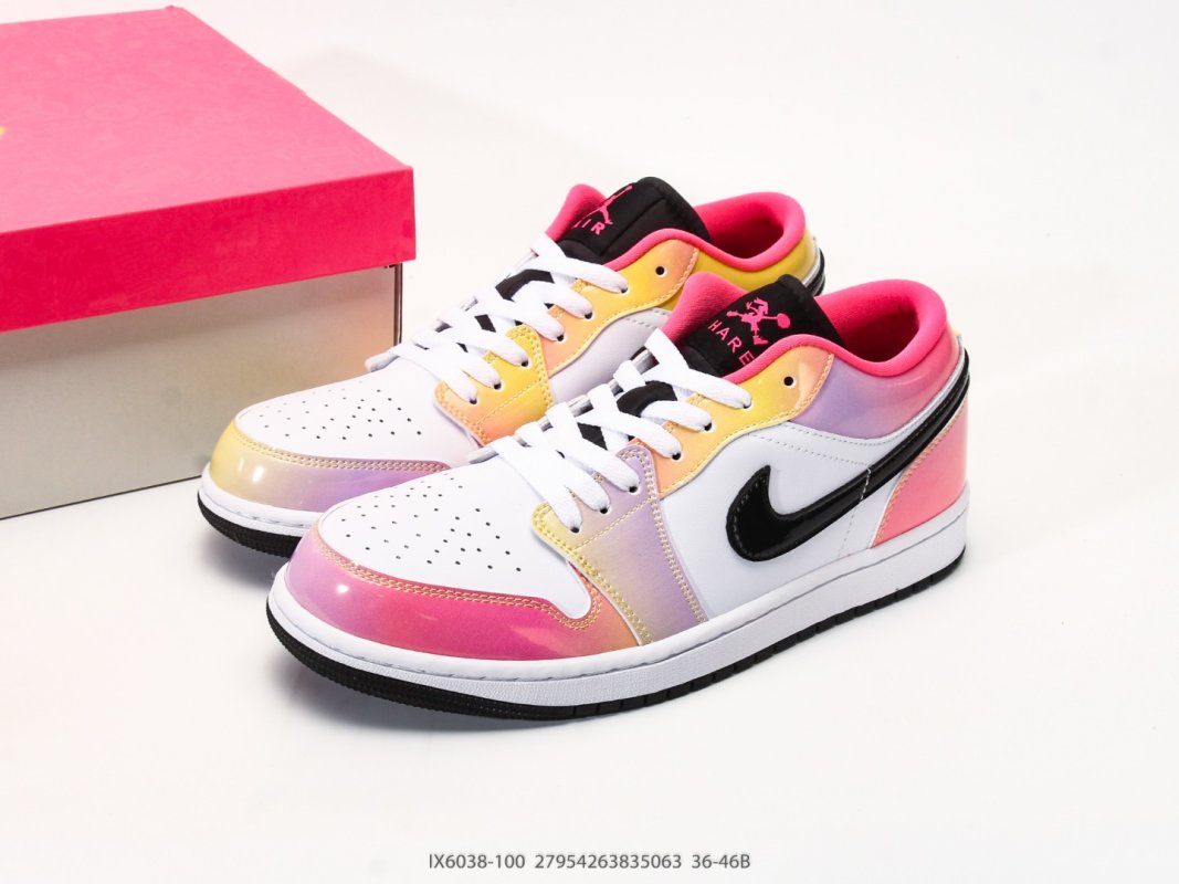 Air Jordan 1 Low Pink Yellow White Black view