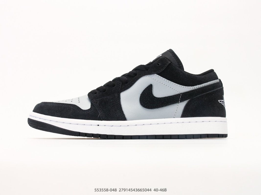 Jordan Air Jordan 1 Low Black White Grey Retro Basketball Shoe