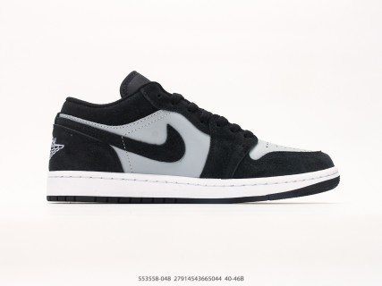 Jordan Air Jordan 1 Low Black White Grey Retro Basketball Shoe view 2
