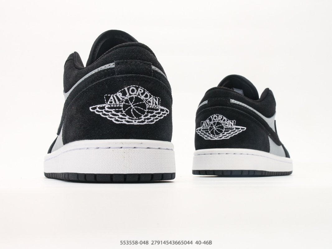 Jordan Air Jordan 1 Low Black White Grey Retro Basketball Shoe view