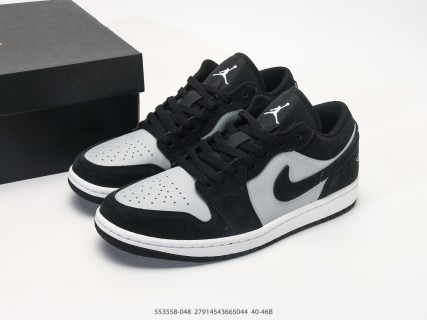 Jordan Air Jordan 1 Low Black White Grey Retro Basketball Shoe view 9