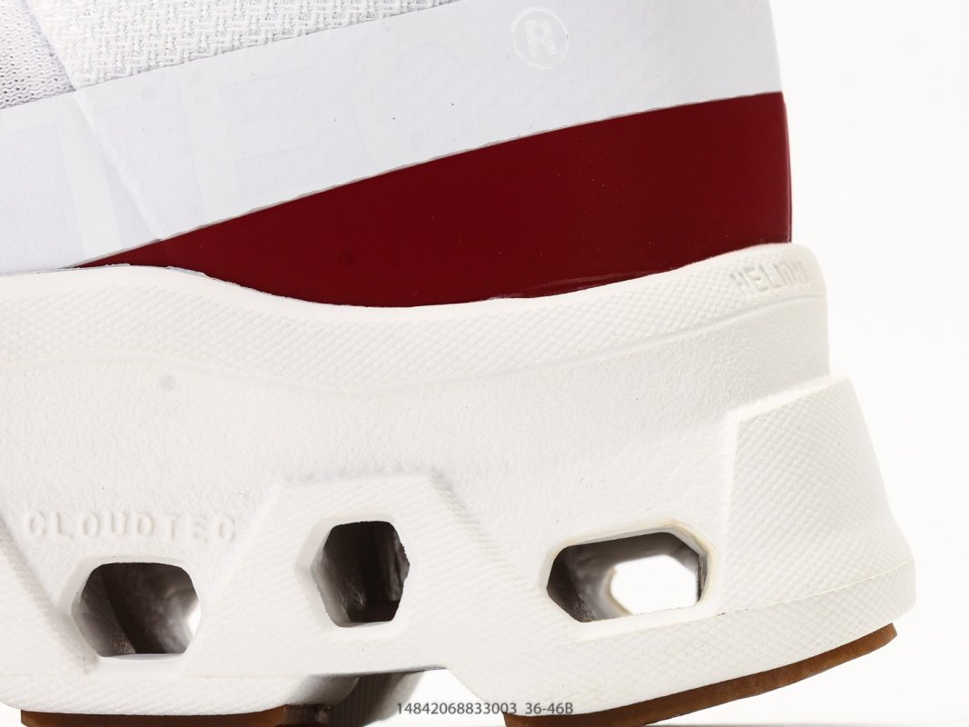 On Cloudmonster White Red Yellow Low-Top Running Shoe view