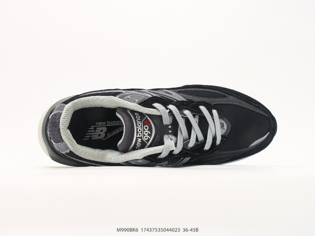 New Balance 990v3 Black Grey White Retro Running Shoe view