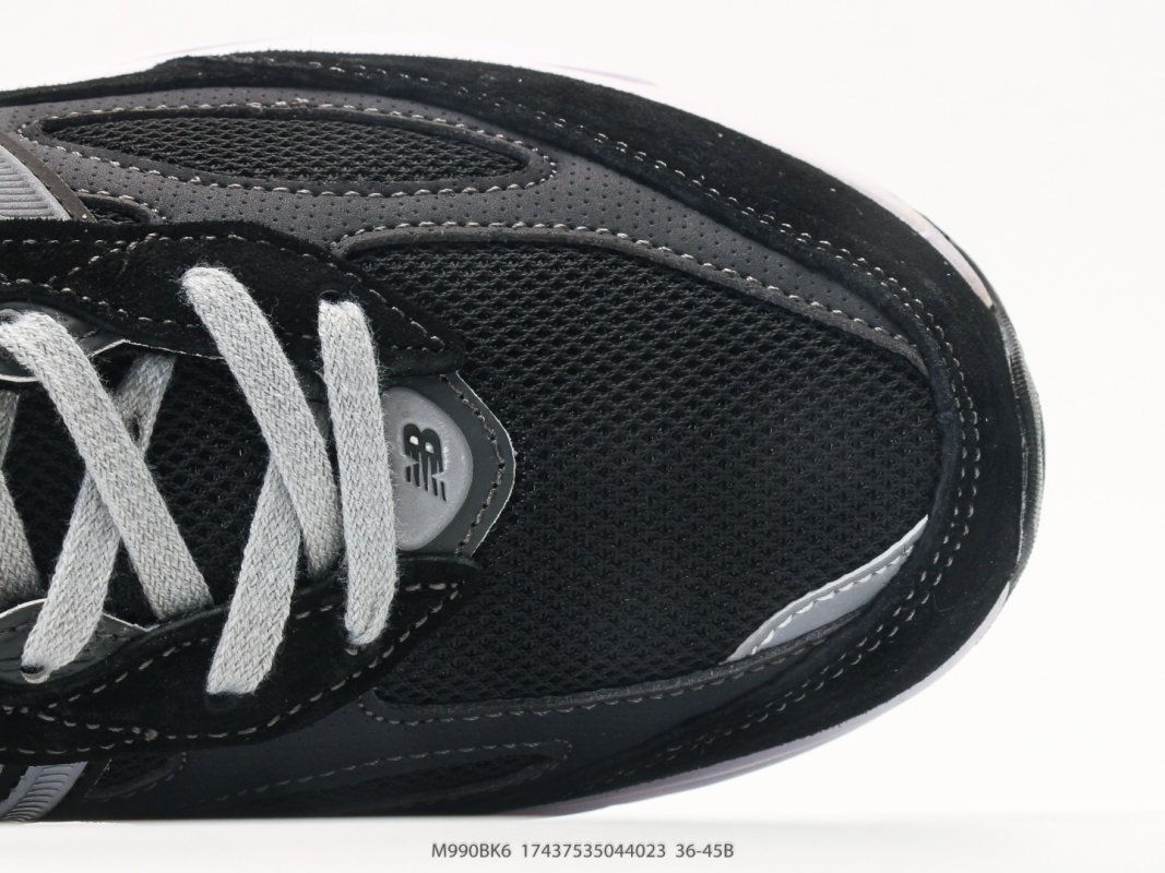 New Balance 990v3 Black Grey White Retro Running Shoe view