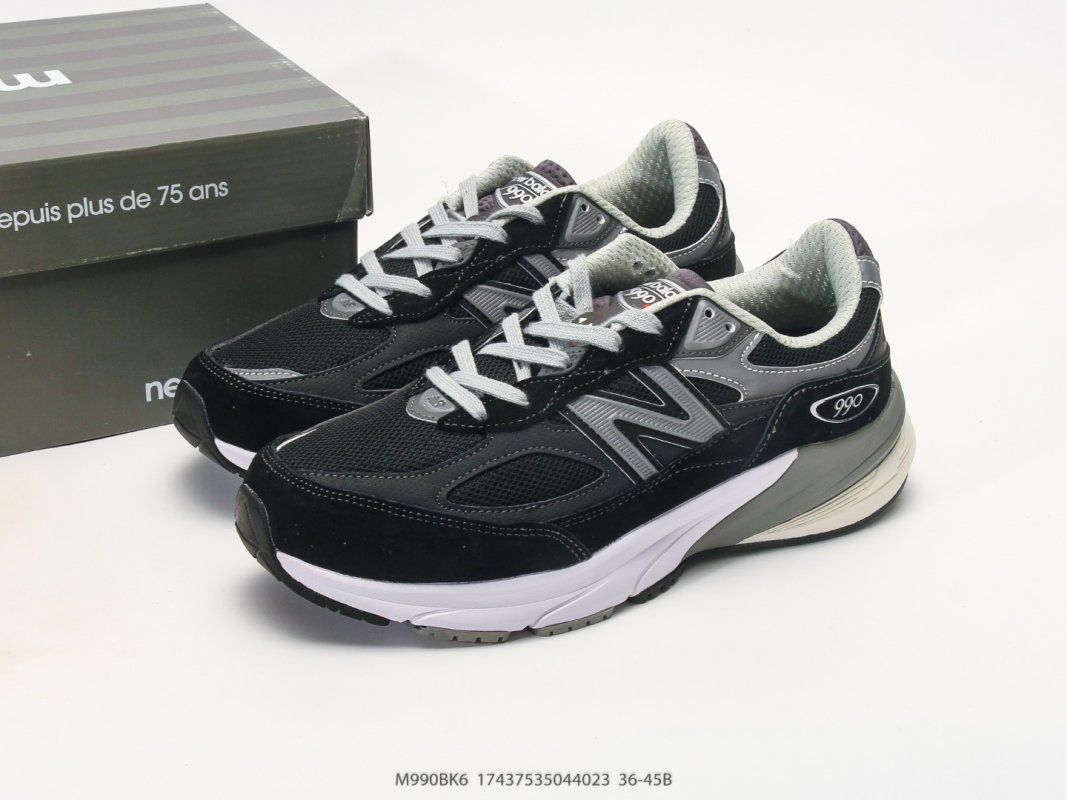 New Balance 990v3 Black Grey White Retro Running Shoe view