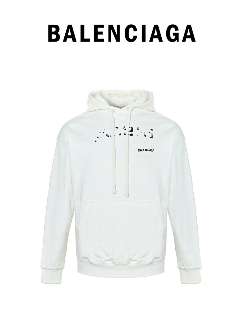 Balenciaga Blurred Logo Hoodie White 25FW view