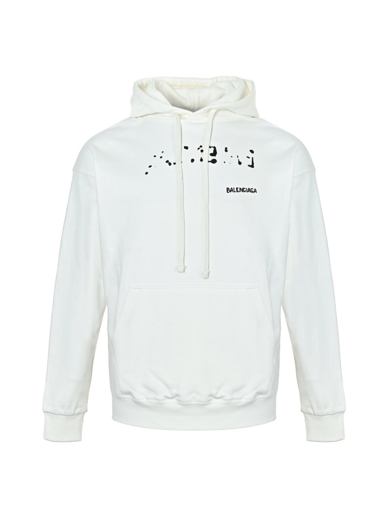 Balenciaga Blurred Logo Hoodie White 25FW view