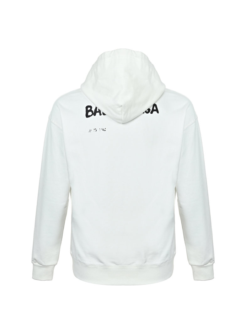 Balenciaga Blurred Logo Hoodie White 25FW view