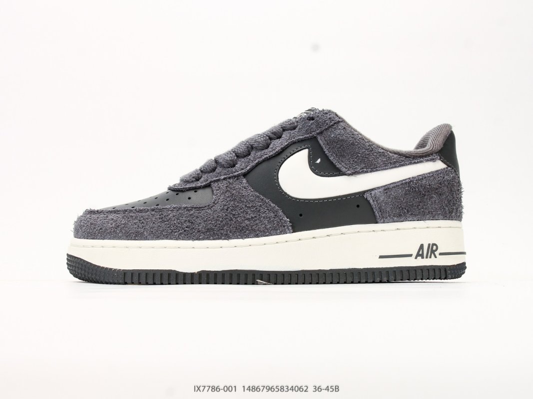 Nike Air Force 1 '07 LV8 Charcoal Black White Low view