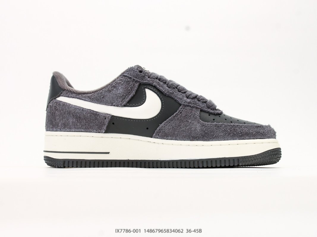 Nike Air Force 1 '07 LV8 Charcoal Black White Low view