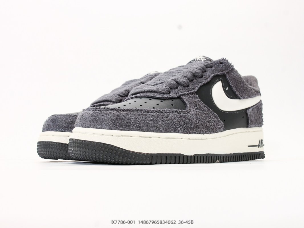 Nike Air Force 1 '07 LV8 Charcoal Black White Low view