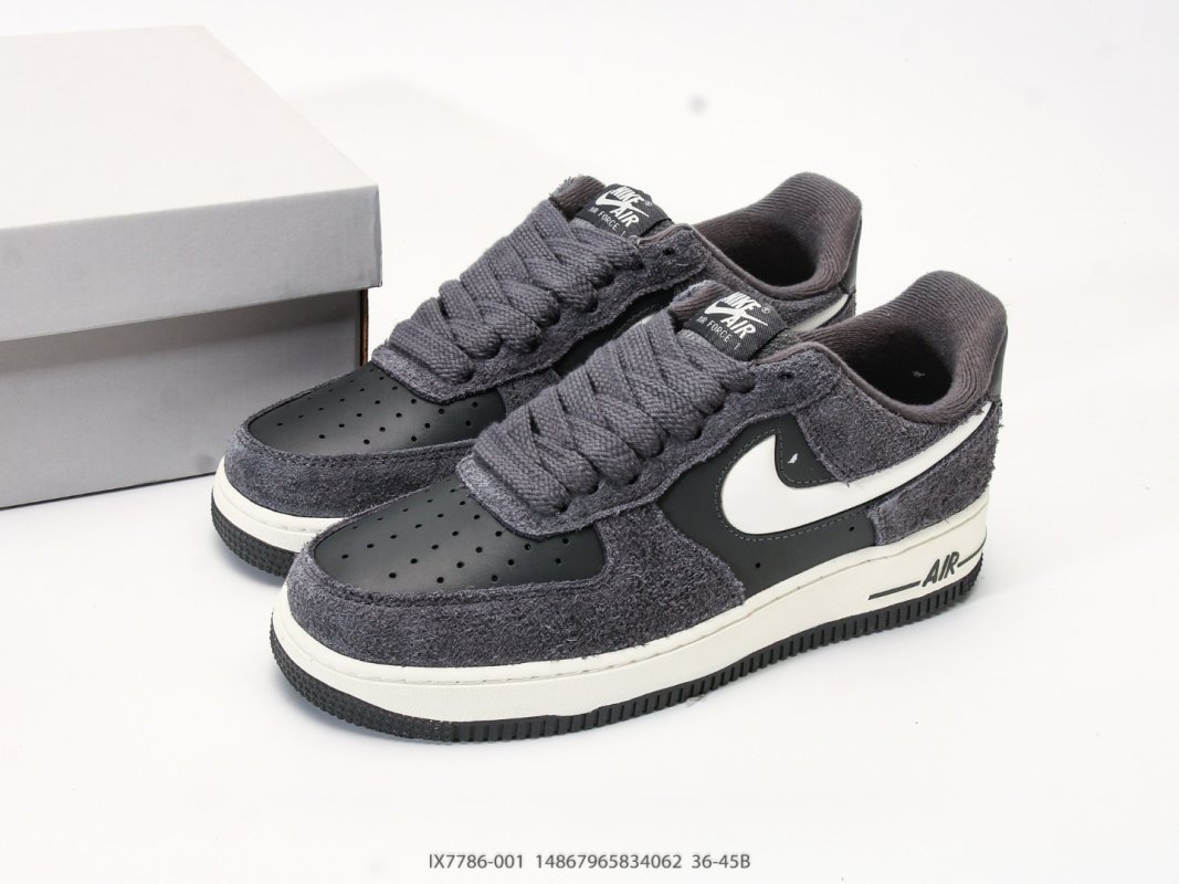 Nike Air Force 1 '07 LV8 Charcoal Black White Low view