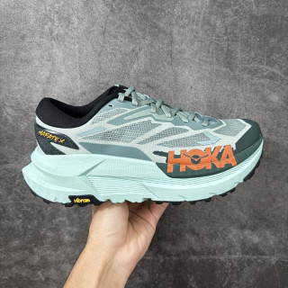 HOKA Mafate X Mint Green Orange Running Shoe view 2