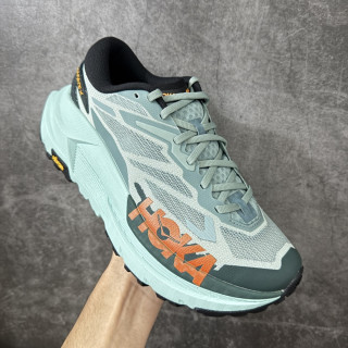HOKA Mafate X Mint Green Orange Running Shoe view 4