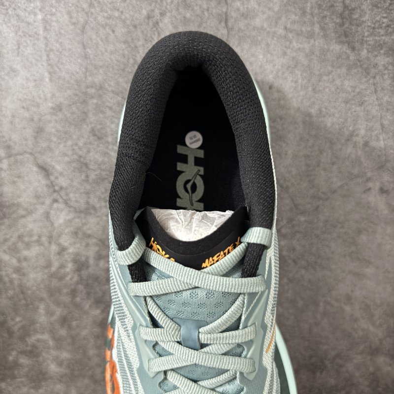 HOKA Mafate X Mint Green Orange Running Shoe view