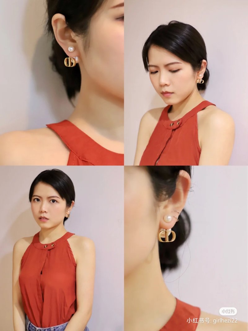Dior Baby Pearl Drop Earrings Gold Vintage view