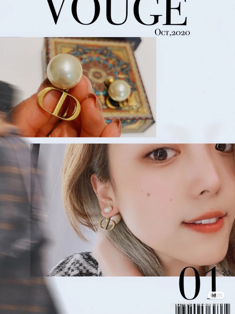 Dior Baby Pearl Drop Earrings Gold Vintage view