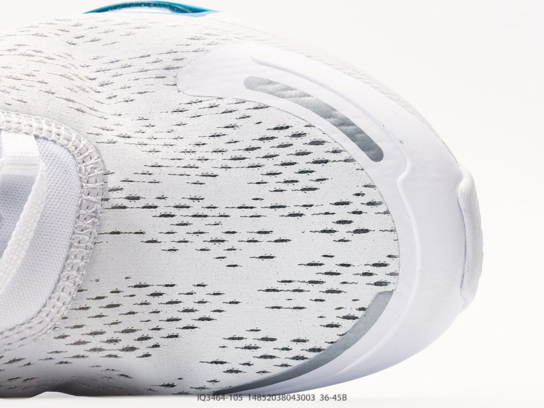 Nike Air Max 270 Flyknit White Blue Cushioned Running Shoe view