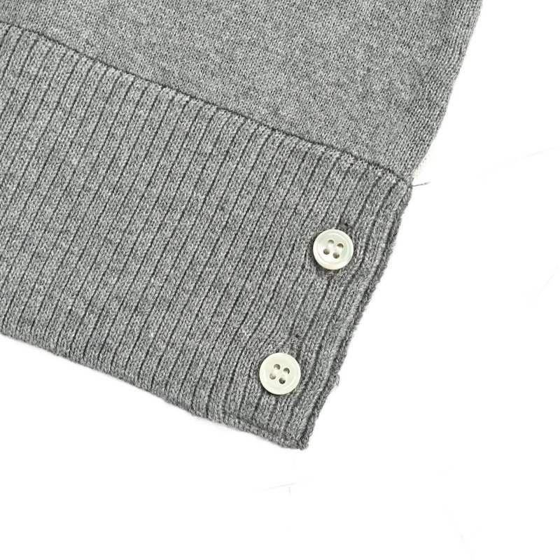 Thom Browne 22FW Grey & Cream Colorblock Crewneck Sweater view
