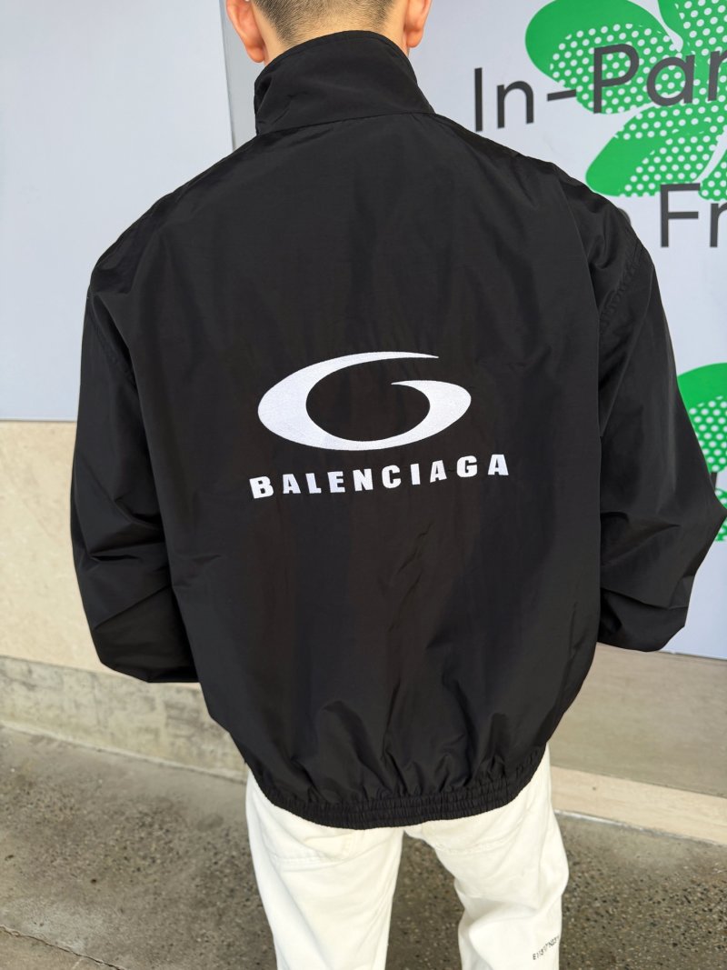 Balenciaga Logo Windbreaker Black White view