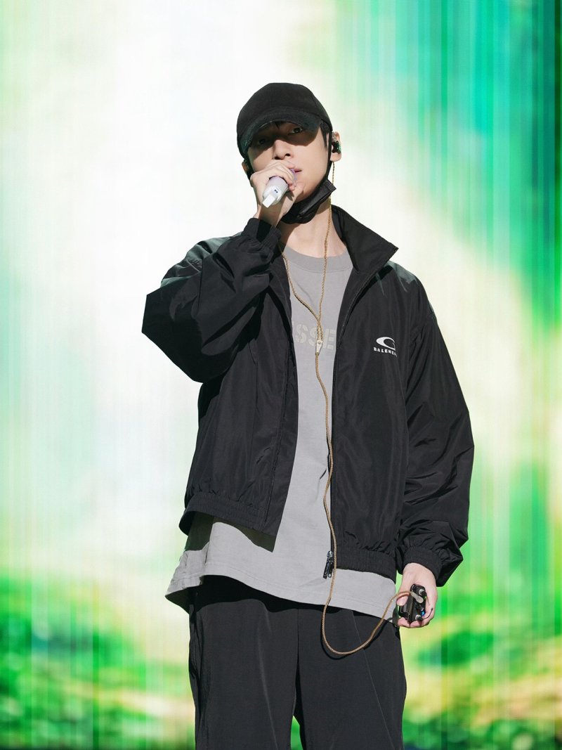 Balenciaga Logo Windbreaker Black White view