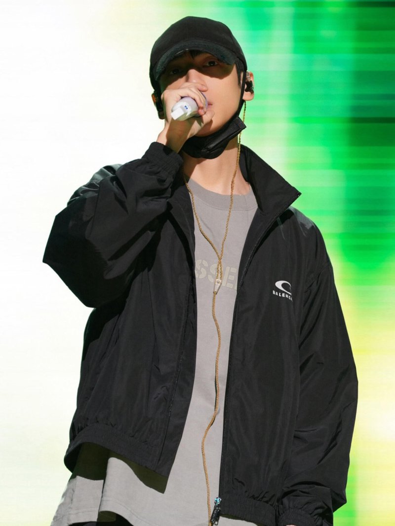 Balenciaga Logo Windbreaker Black White view