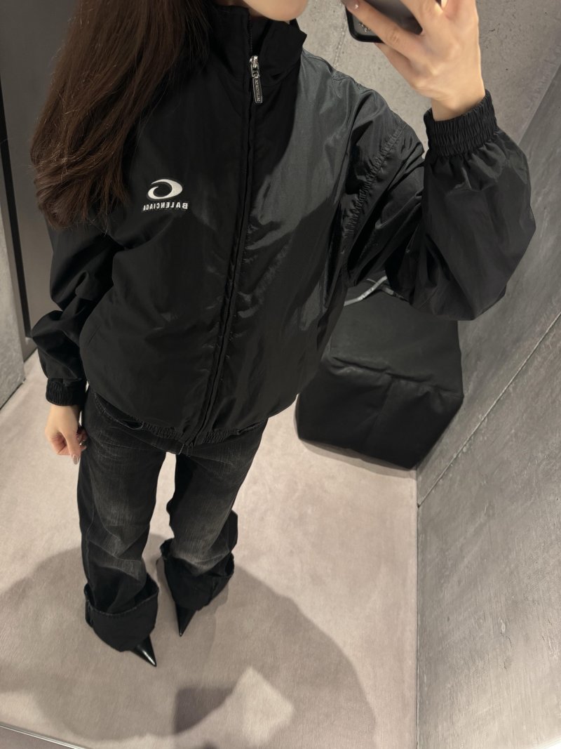 Balenciaga Logo Windbreaker Black White view