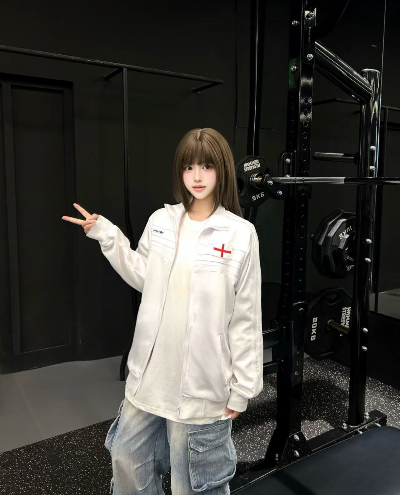 Jordan White Red Logo Jacket Replica - Premium UA Streetwear view