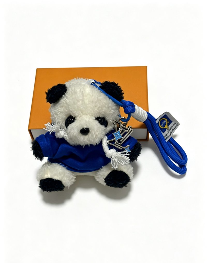 LV Anger Forest Plush Bear Keychain Charm – Blue & Cream view