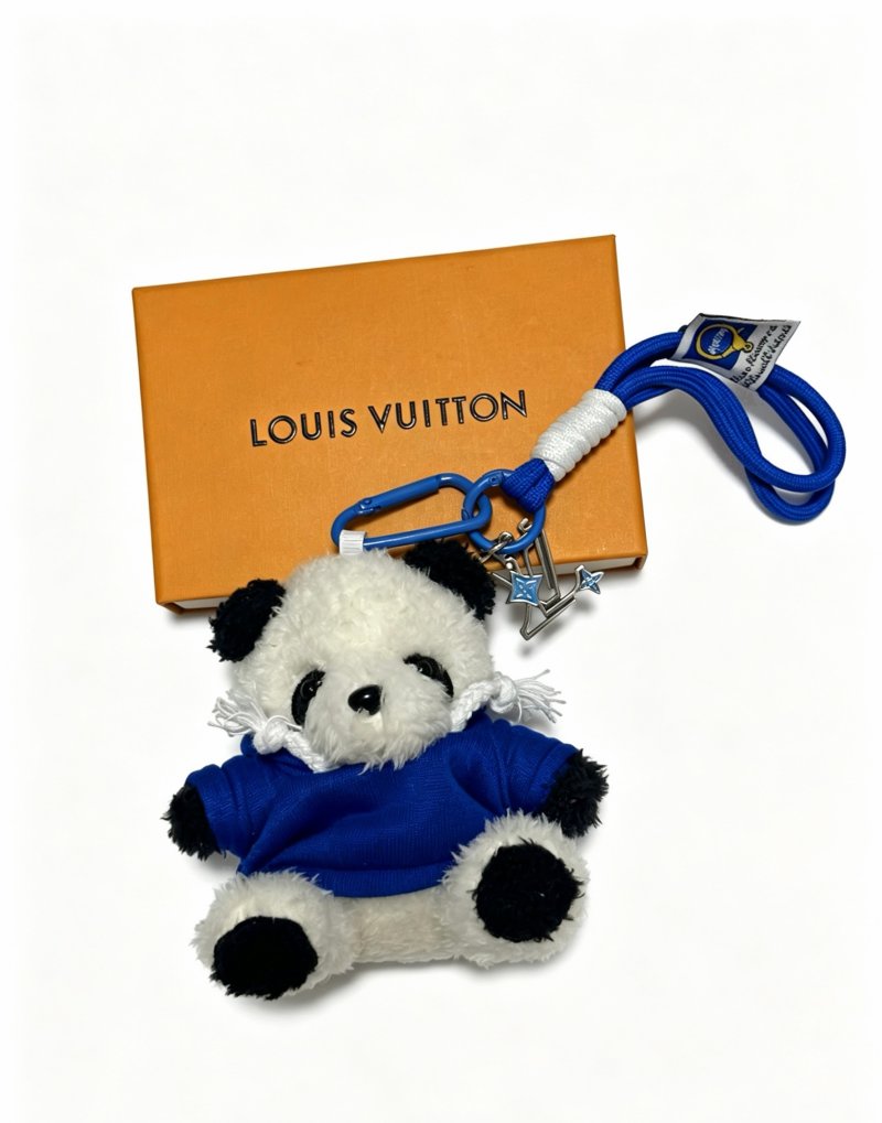 LV Anger Forest Plush Bear Keychain Charm – Blue & Cream view
