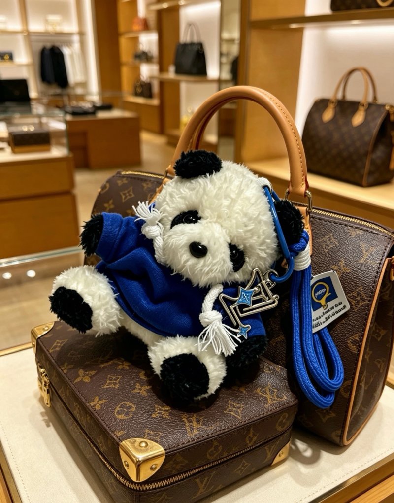 LV Anger Forest Plush Bear Keychain Charm – Blue & Cream view