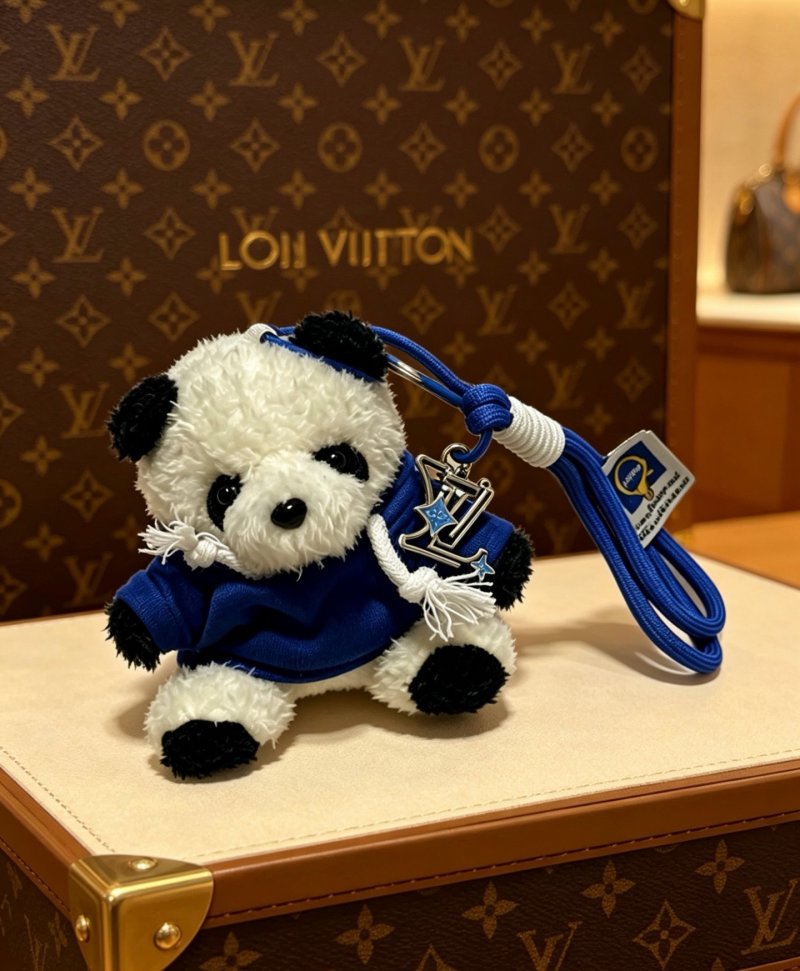 LV Anger Forest Plush Bear Keychain Charm – Blue & Cream view