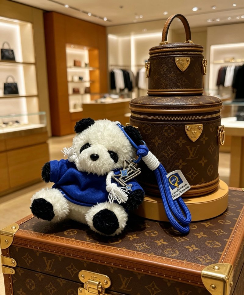 LV Anger Forest Plush Bear Keychain Charm – Blue & Cream view