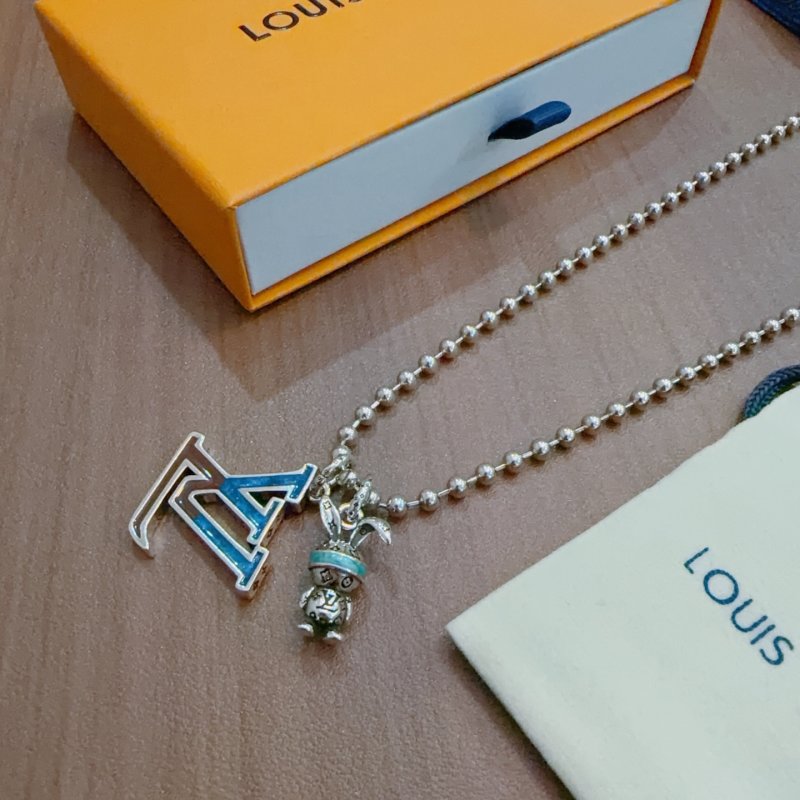 Louis Vuitton LV Monogram Silver Chain Necklace - Vintage Punk Style view