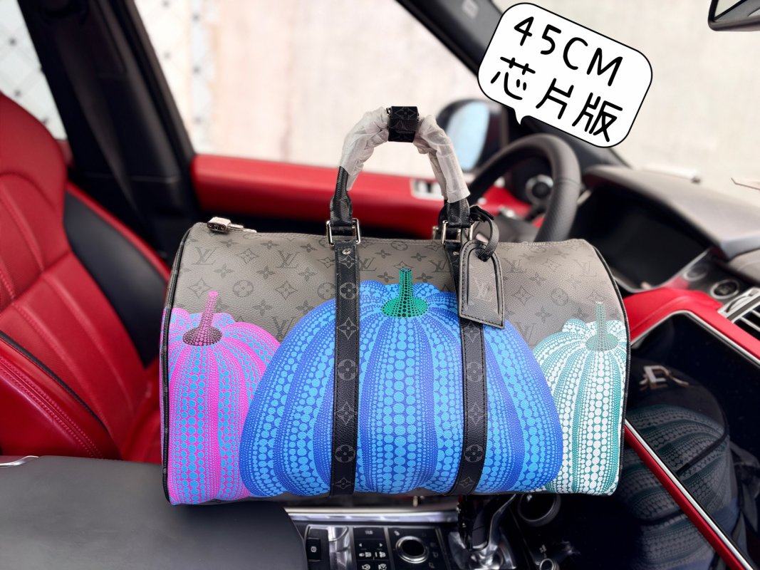 Louis Vuitton Keepall 45 x Yayoi Kusama Pumpkin Monogram Travel Bag