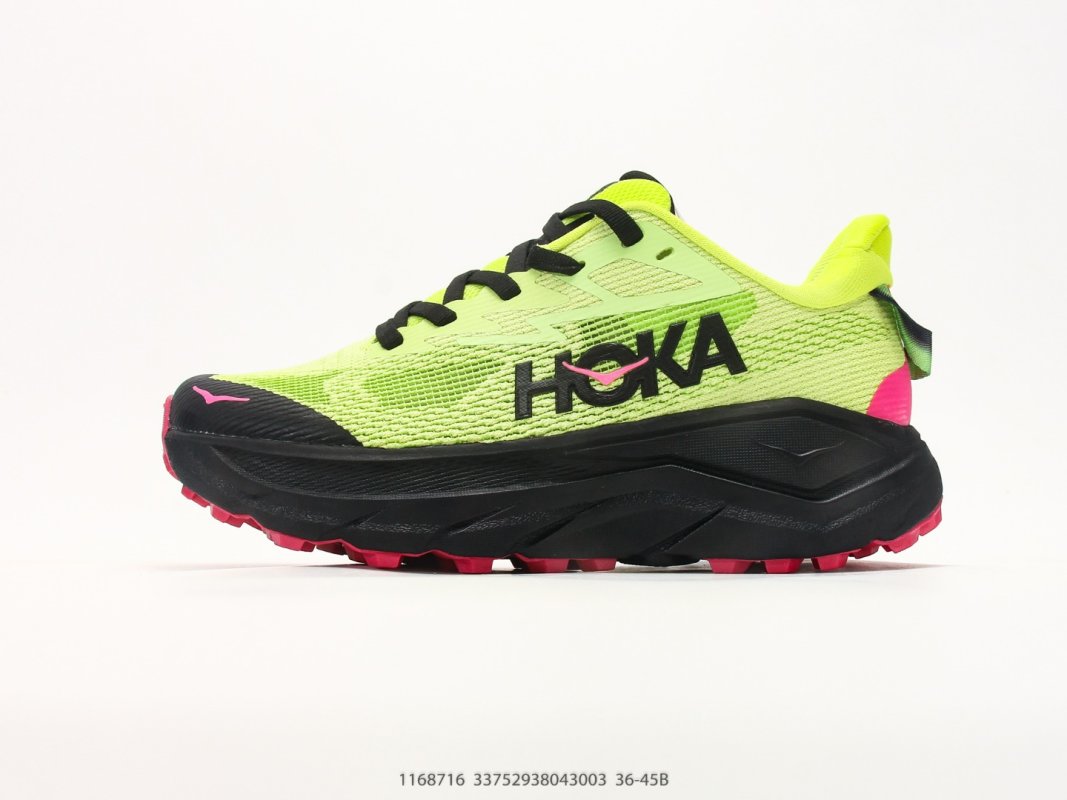 HOKA Challenger 8 Neon Yellow Black Pink Running Shoe
