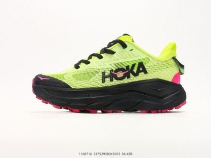 HOKA Challenger 8 Neon Yellow Black Pink Running Shoe