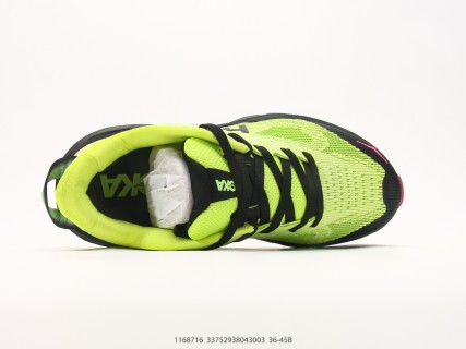 HOKA Challenger 8 Neon Yellow Black Pink Running Shoe view 3