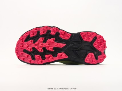HOKA Challenger 8 Neon Yellow Black Pink Running Shoe view 4
