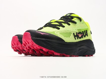 HOKA Challenger 8 Neon Yellow Black Pink Running Shoe view 5