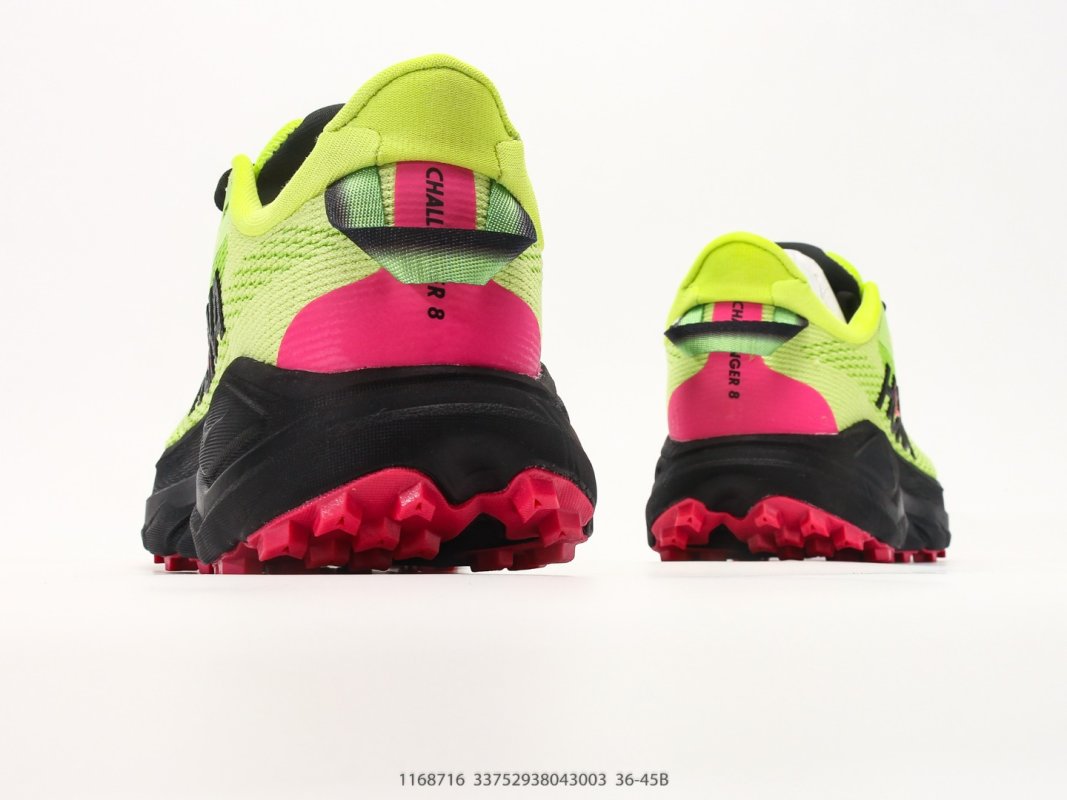 HOKA Challenger 8 Neon Yellow Black Pink Running Shoe view