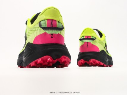 HOKA Challenger 8 Neon Yellow Black Pink Running Shoe view 6