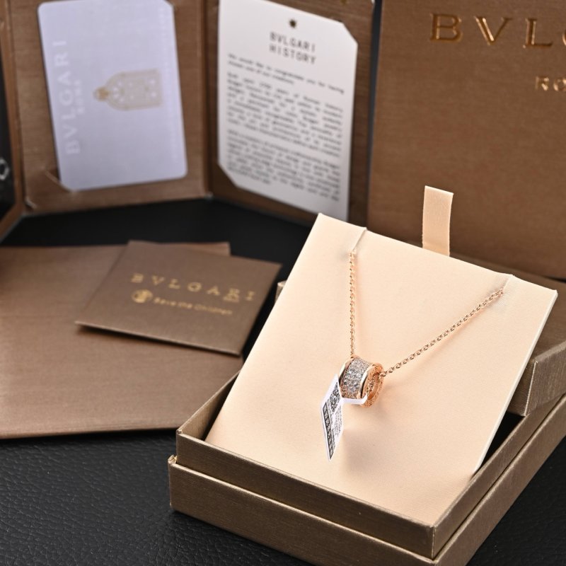Bvlgari Rose Gold Diamond-Set Pendant Necklace view
