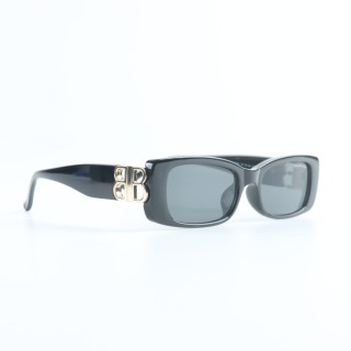 Balenciaga BB0096S Rectangle Sunglasses Black Gold